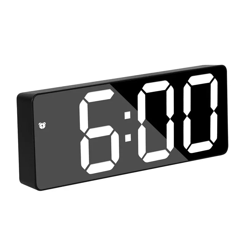 Desktop Clock With Temperature Display Multifunctional LED Mirror Table Adjustable Brightness 12/24 Hours USB Alarm Clock  Deco